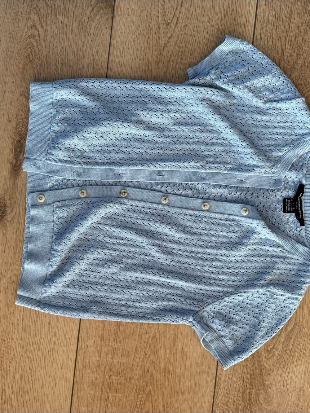 French Connection Light Blue Short-Sleeve Knit Cardigan